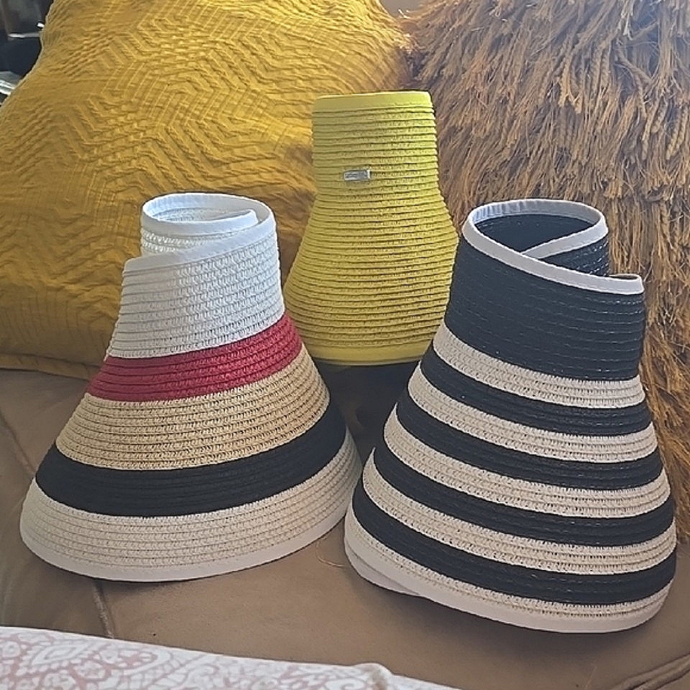 All 3 Chic Striped and Solid Sun Visors